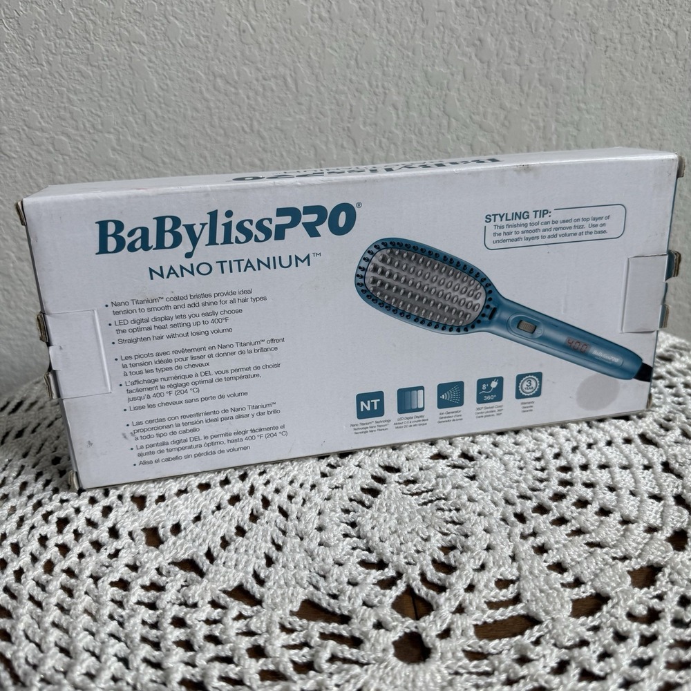 BaBylissPRO Nano Titanium Ionic Thermal Paddle Brush Flat Iron, New, Working - Picture 2 of 6